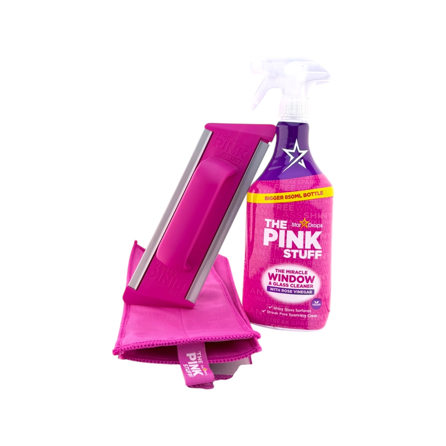 The Pink Stuff Window Cleaning Kit-Handle,2 x Cleaning Pads,850ml